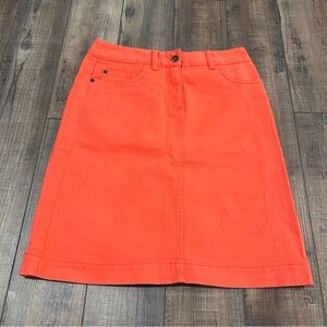 Boden A-Line‎ Skirt Womens 6 Orange Stretch Denim Knee Length Festive Bright